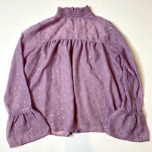 Xhilration purple sheer blouse with gold dots size small women’s